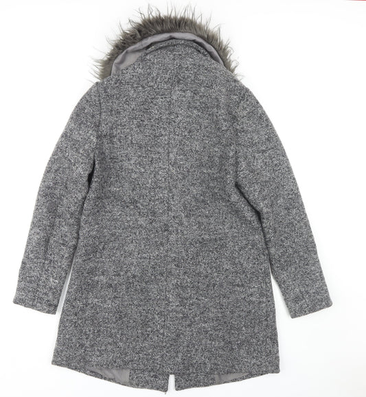 Womens UK Size 10 New Look Grey Overcoat