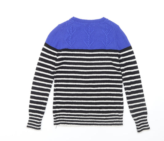 Gap Women's Black Blue Striped Pullover Jumper, Size S