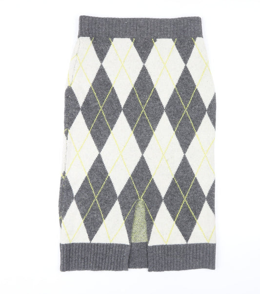 H&M Women’s Grey Argyle Pencil Skirt, Size M