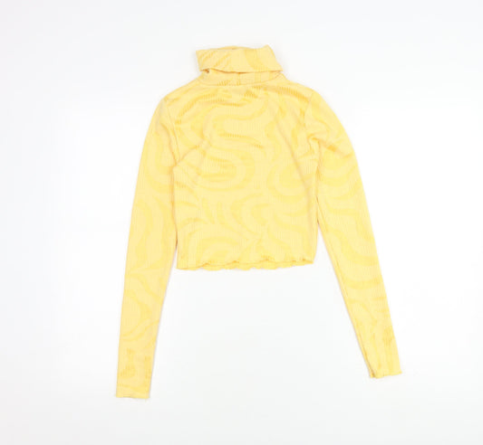 Bershka Women's Yellow Cropped Top, 2XS