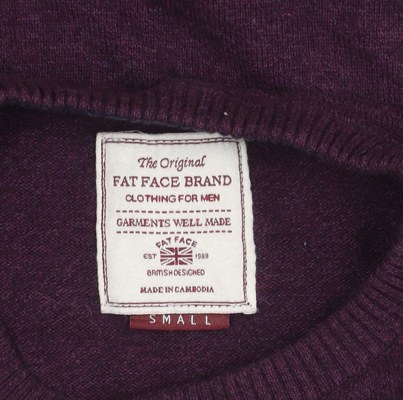 Fat Face Men's Purple Cotton Cashmere Pullover, Size S