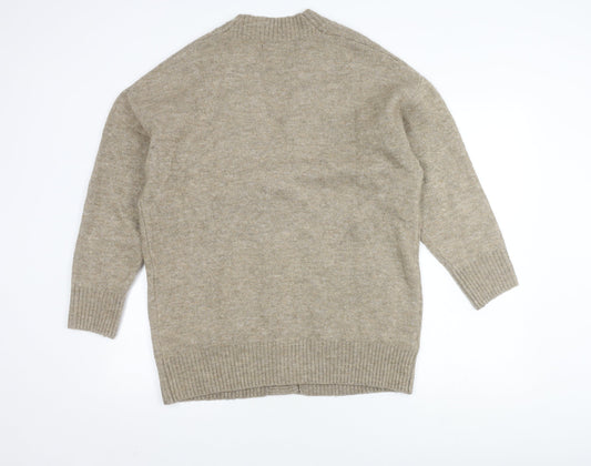 MNG Unisex Beige XS Knit Cardigan