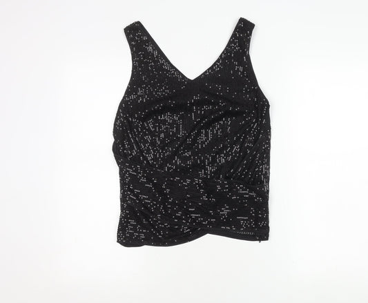 Grace Karin Women's Black Sequin Tank Top, Size L, V-Neck