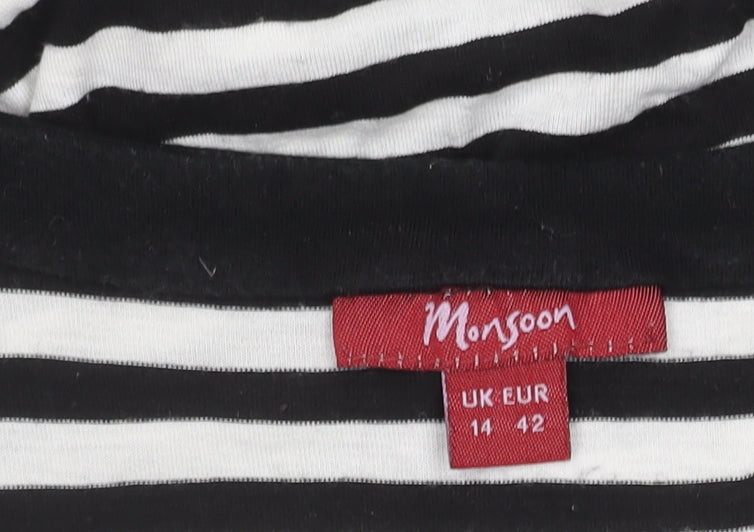 Monsoon Women's Black White Striped T-Shirt Dress Size 14