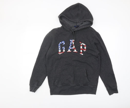 Additional front view of Gap unisex grey hoodie xs - casual logo fleece pullover