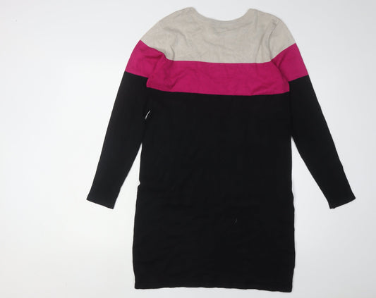 BHS Women's Black Colourblock Knit Dress Size 12