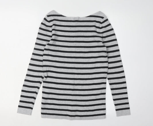 Gap Women's Black Striped Pullover Jumper Size S