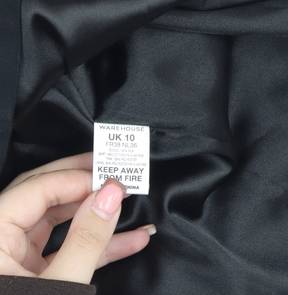 Warehouse Women Black Shift Dress Size 10 Sleeveless