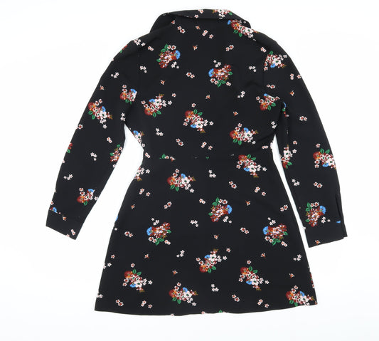 Miss Selfridge Women’s Black Floral Wrap Dress Size 10