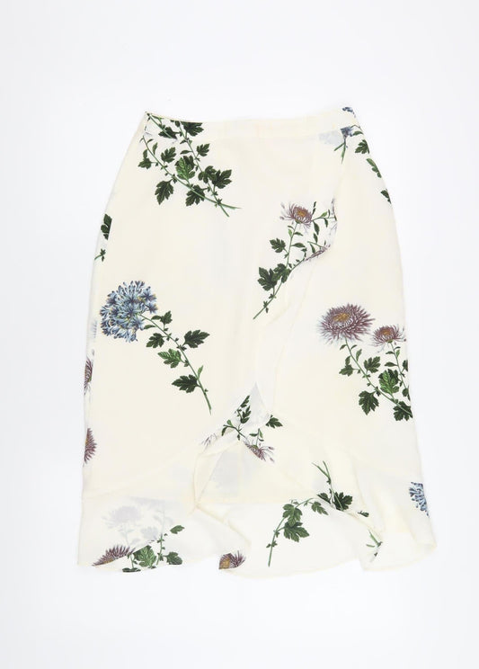 Oasis Women's Ivory Wrap Midi Skirt, Size 8, Floral