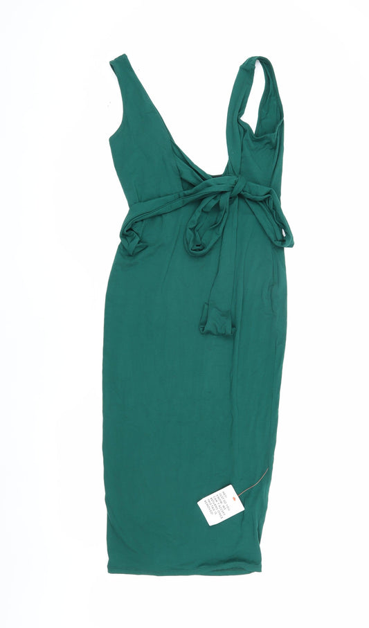 Additional front view of ASOS DESIGN Women's Green Bodycon Dress, size 10