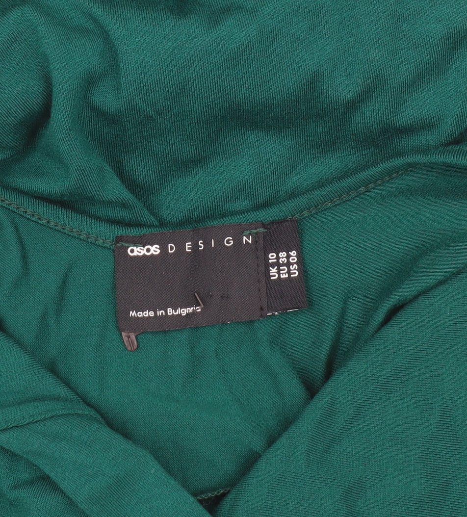 Close-up detail of ASOS DESIGN Women's Green Bodycon Dress, size 10