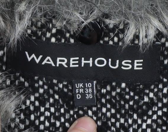 Womens UK Size 10 Warehouse Black Overcoat
