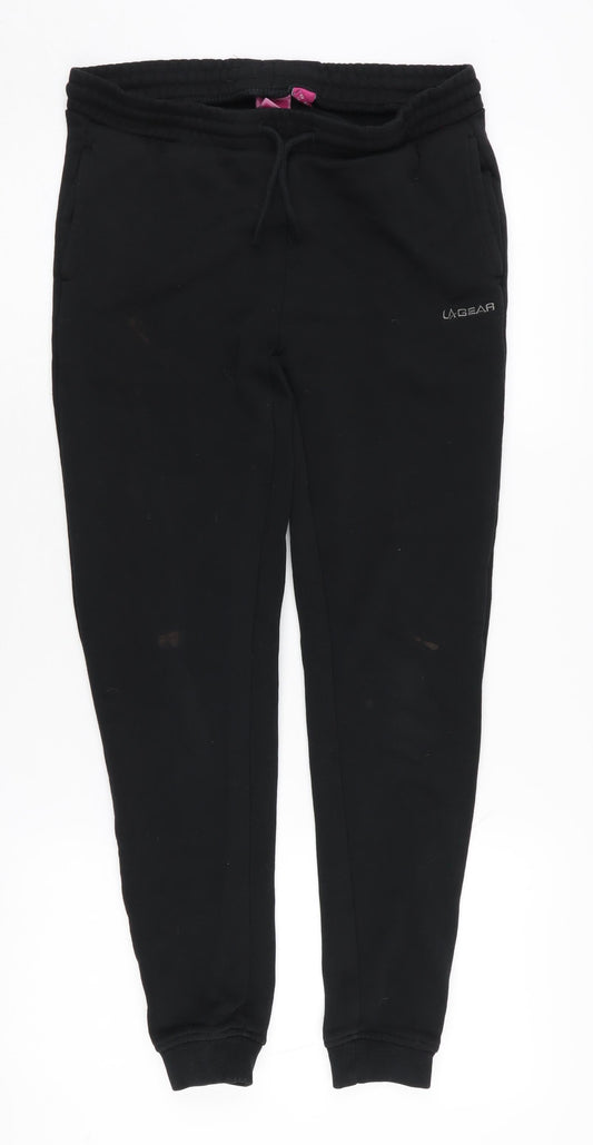 Womens UK Size 6 LA Gear Regular Fit Jogger Black Trousers