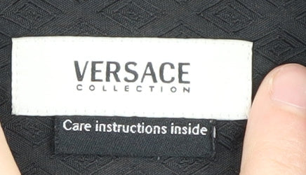 Versace Men's Black Formal Dress Shirt 15.5