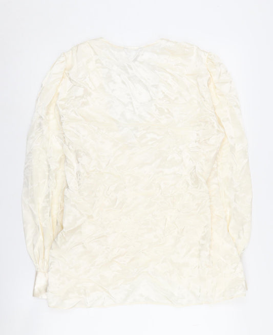 Womens UK Size 10 River Island Ivory Wrap Blouse