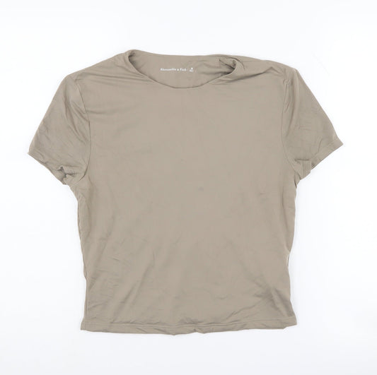 Womens UK Size M Abercrombie & Fitch Beige Basic T-Shirt