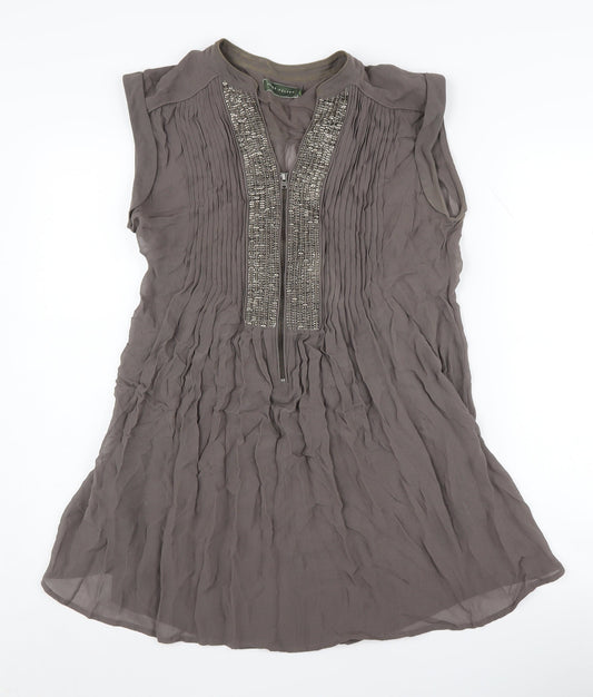 Womens UK Size 10 Mint Velvet Grey Tunic Blouse