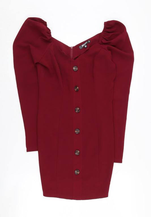 Additional front view of Missguided Women's Red Bodycon Mini Party Dress, size 8