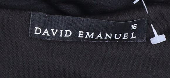 David Emanuel Women's Black Geometric Dress Size 16