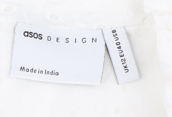 Asos Design Women's White Long Sleeve Dress Cotton