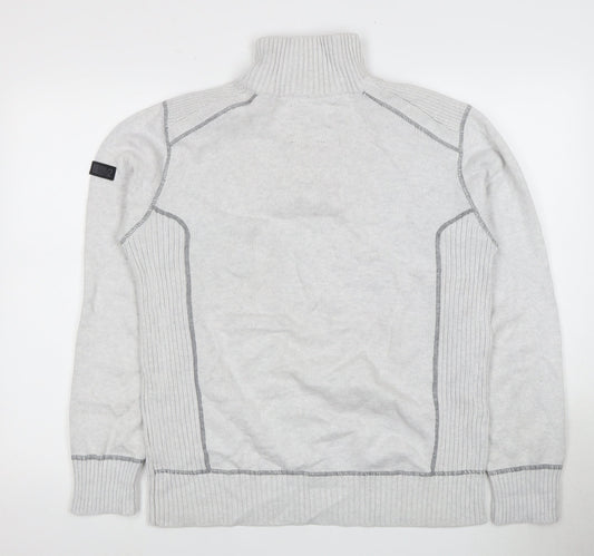Next Men's Grey Pullover Jumper, M, Half Zip, High Neck