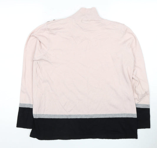 M&Co Women's Pink High Neck Knit Blouse Size 18