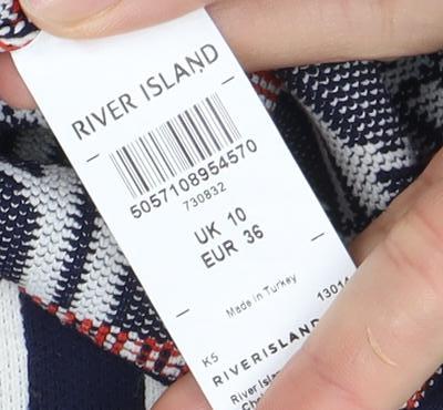 Womens UK Size 10 River Island Multicoloured Jersey Blouse