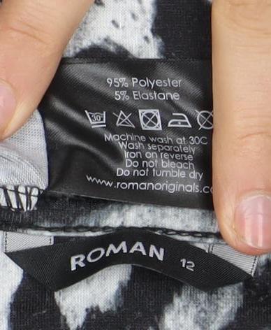 Close-up detail of Roman Women's Animal Print Short Sleeve Dress, size 12