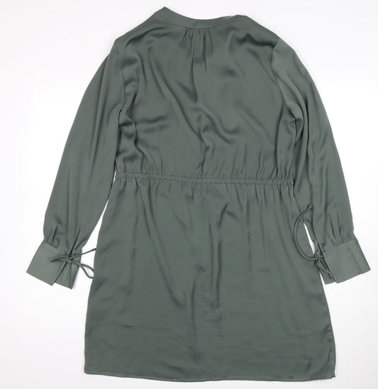 H&M Women's Green Shirt Dress - Size L, Elegant and Chic