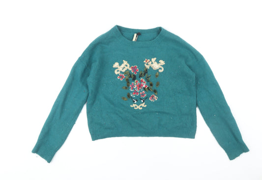 Womens UK Size 10 Topshop Green Pullover Jumper