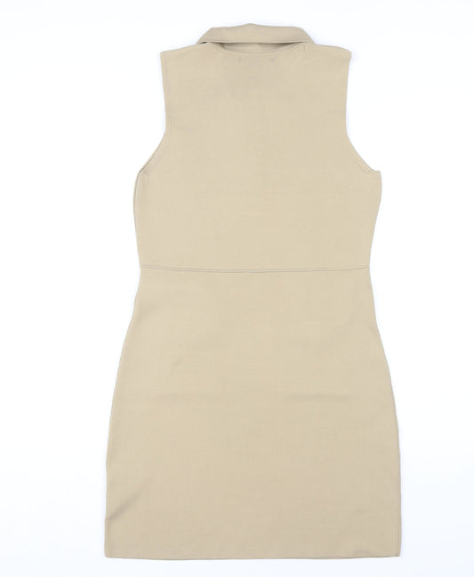 Next Women's Beige Collared Shift Dress Size 12
