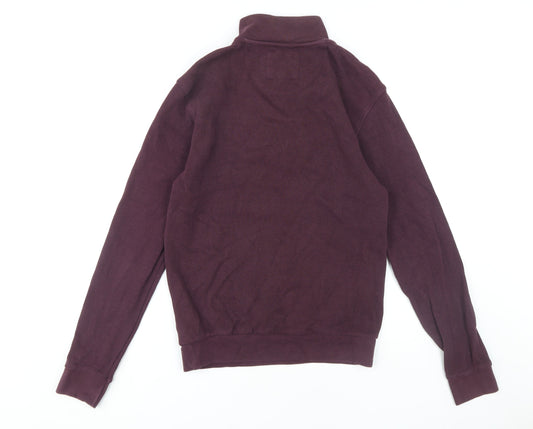 Lakeland Men's Purple Medium 1/4 Zip Cotton Jumper