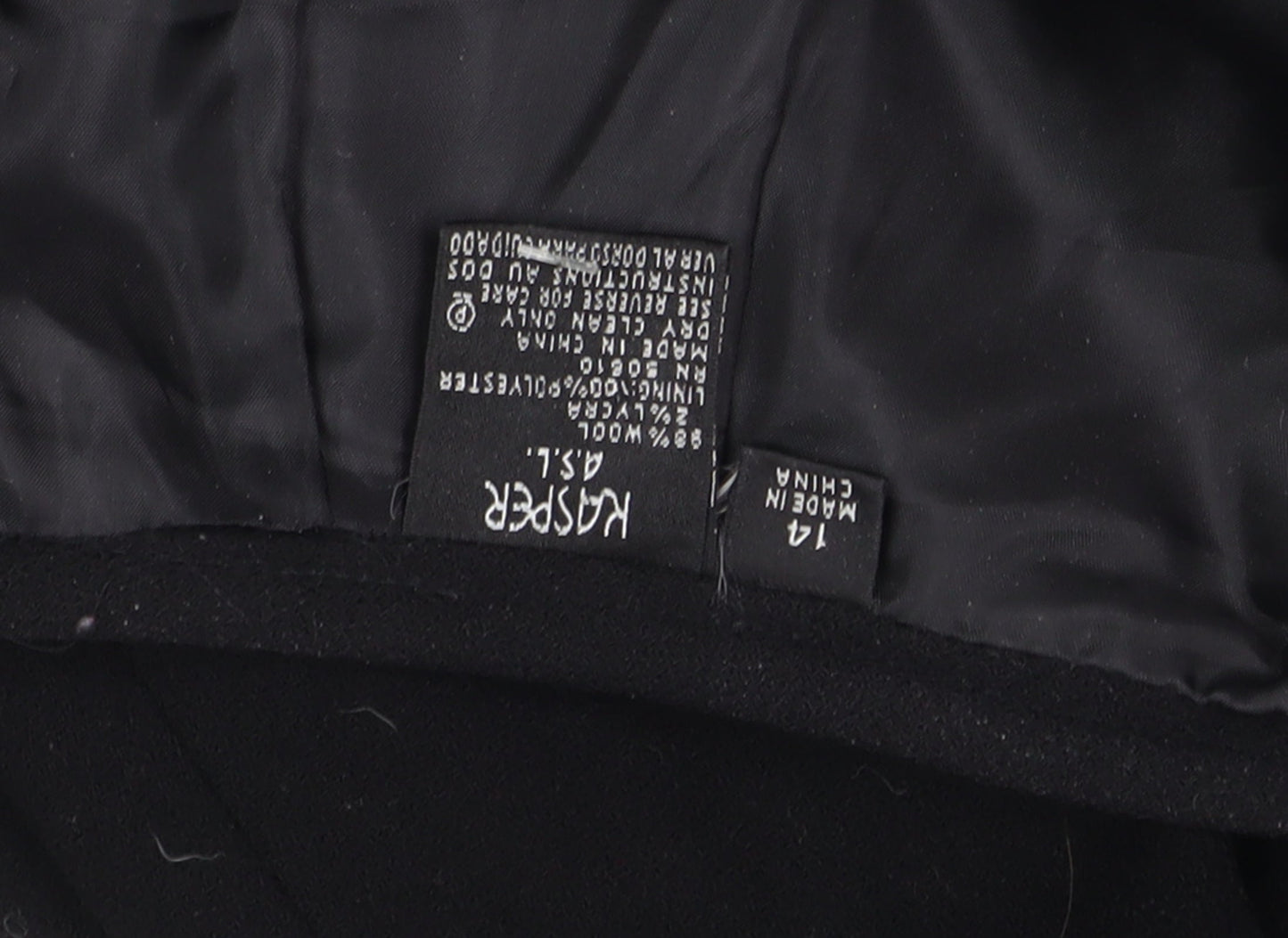 Kasper Women's Black Wool Pencil Skirt, Size 14, Business