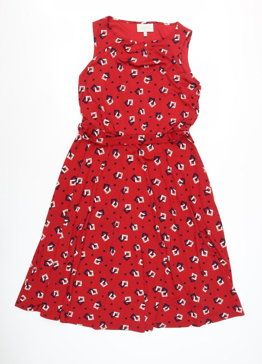 Laura Ashley Women's Red Geometric Dress, Size 12