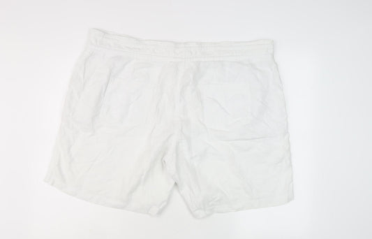 Next Women's White Linen Blend Shorts, Size 22, Summer Casual
