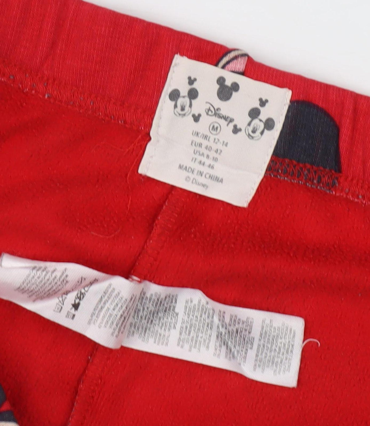 Close-up detail of Disney Teens Red Mickey Mouse Pyjama Pants, size 12-14