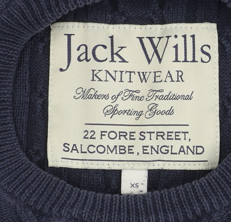 Jack Wills Men's Blue XS Cable-Knit Pullover Jumper