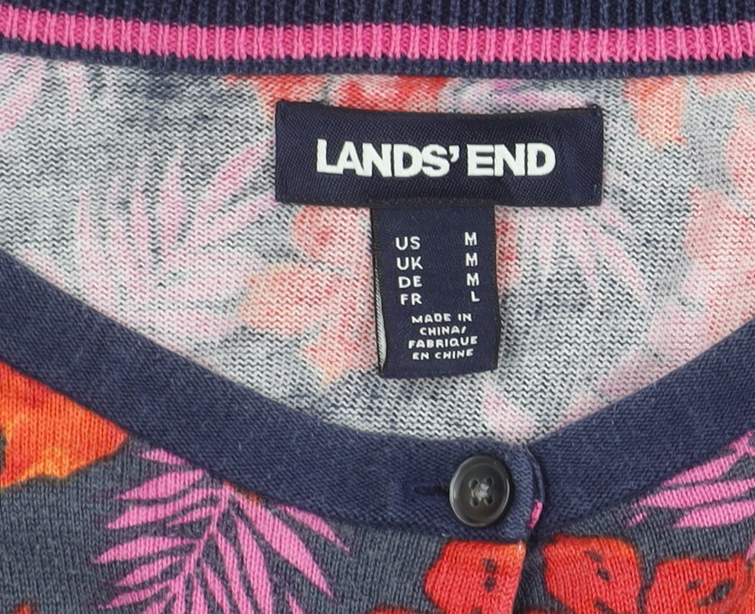 Lands' End Women's Multicoloured Floral Cardigan M