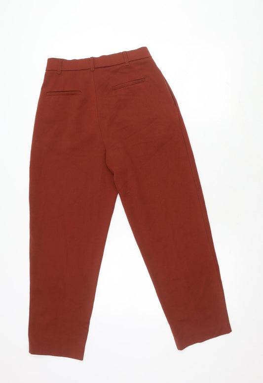 Womens UK Size S Zara Regular Fit Red Trousers