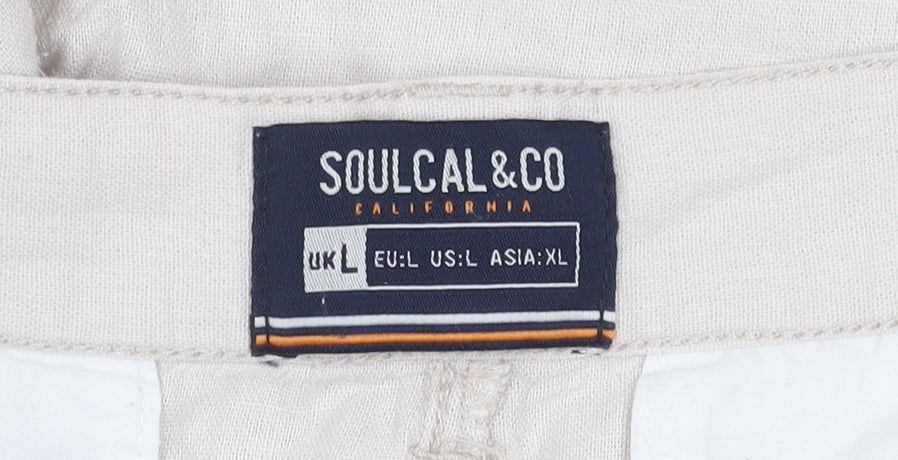 SoulCal & Co Men's Beige Linen Blend Chino Shorts, Size L