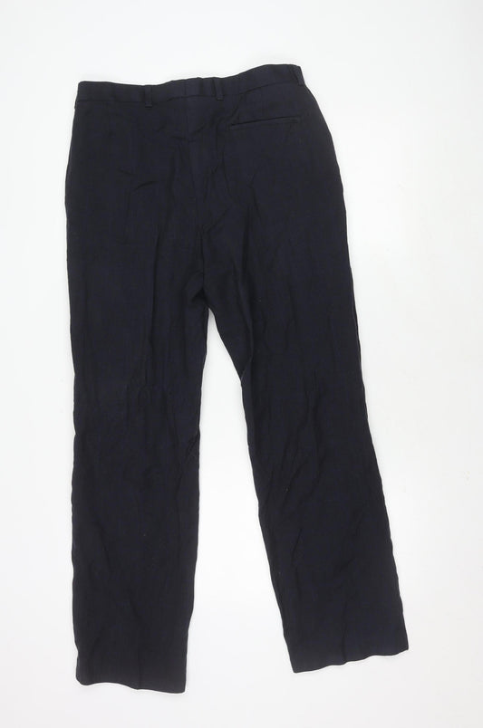 Marks and Spencer Men's Blue Check Trousers 34