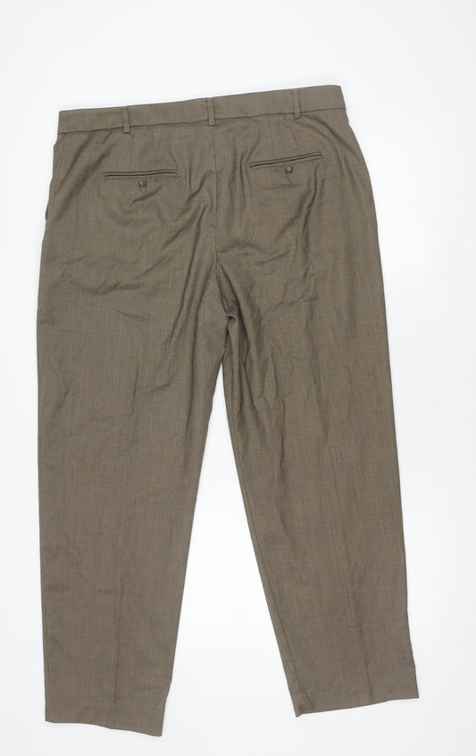 Marks and Spencer Men's Brown Regular Trousers Size 16