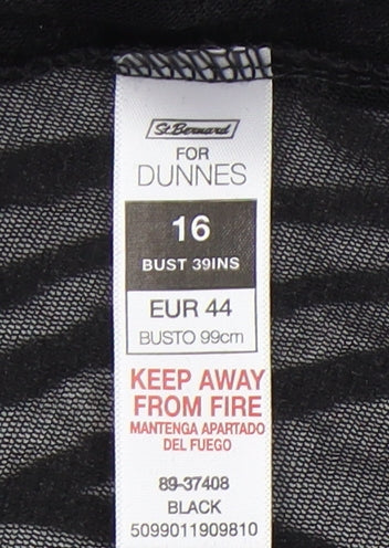 Dunnes Women's Black Long Sleeve Open Front Cardigan Size 16