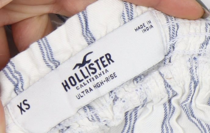 Hollister XS Women's White Paperbag Striped Shorts