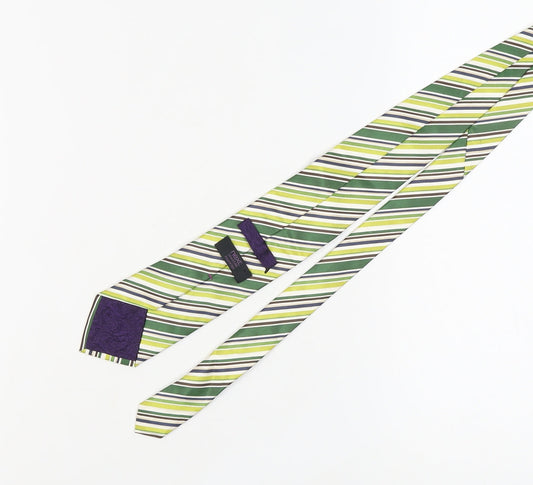Next Men's Green Striped Silk Tie, One Size