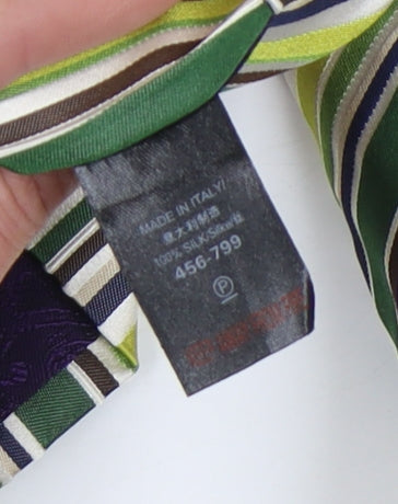Mens NEXT Green Striped 100% Silk Tie