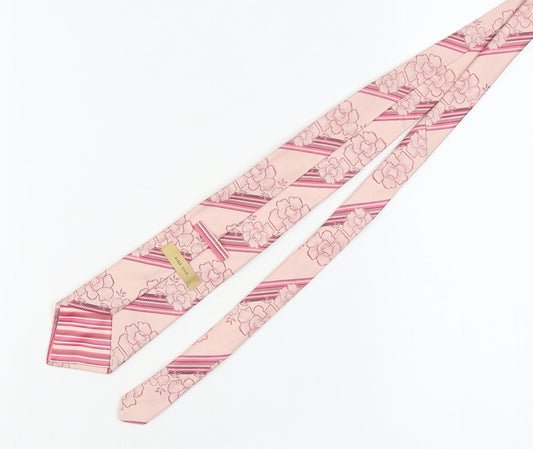 Marks and Spencer Men's Pink Silk Floral Striped Tie