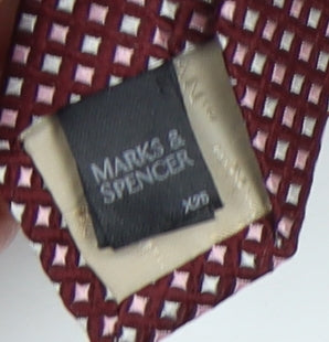 Marks and Spencer Men's Red Geometric Silk Tie