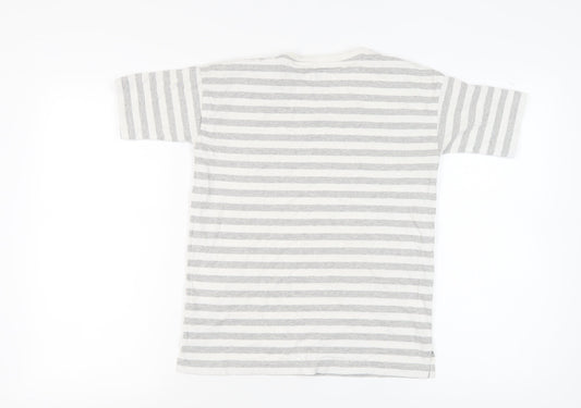 Jack Wills Women's Striped T-Shirt, Size 4, White/Grey
